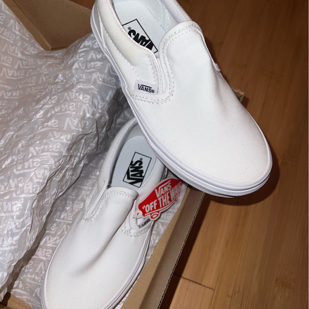 White Slip On Vans